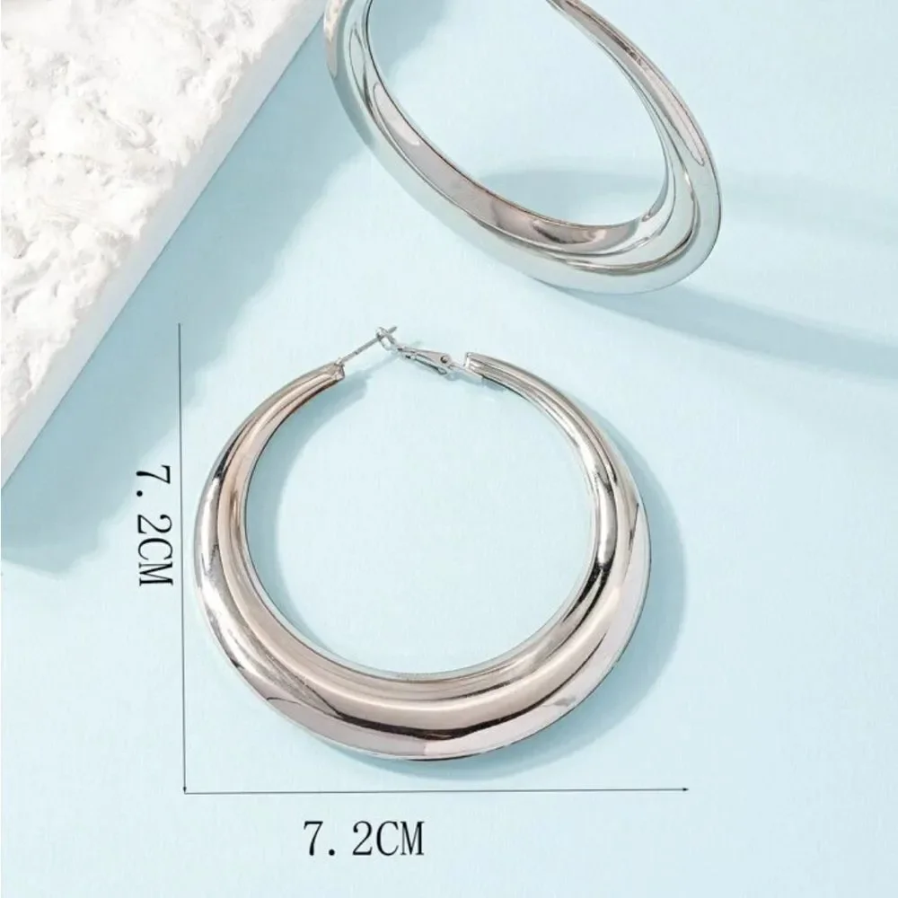 Minimalist‎ silver color Hoop Earrings